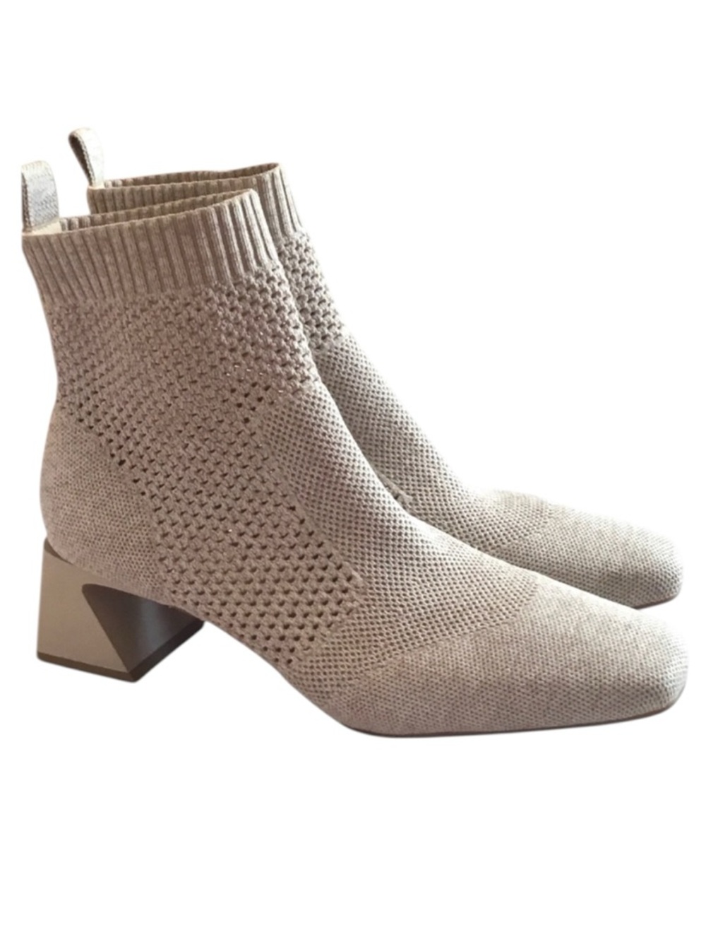 Vivaia Melissa Square-Toe Ankle Boot Almond Perforated Knit Chelsea Size41.5 /10